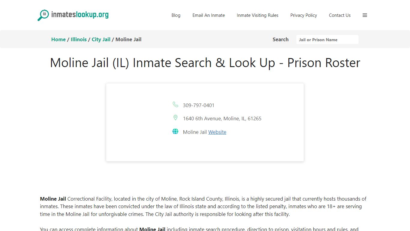 Moline Jail (IL) Inmate Search & Look Up - Prison Roster