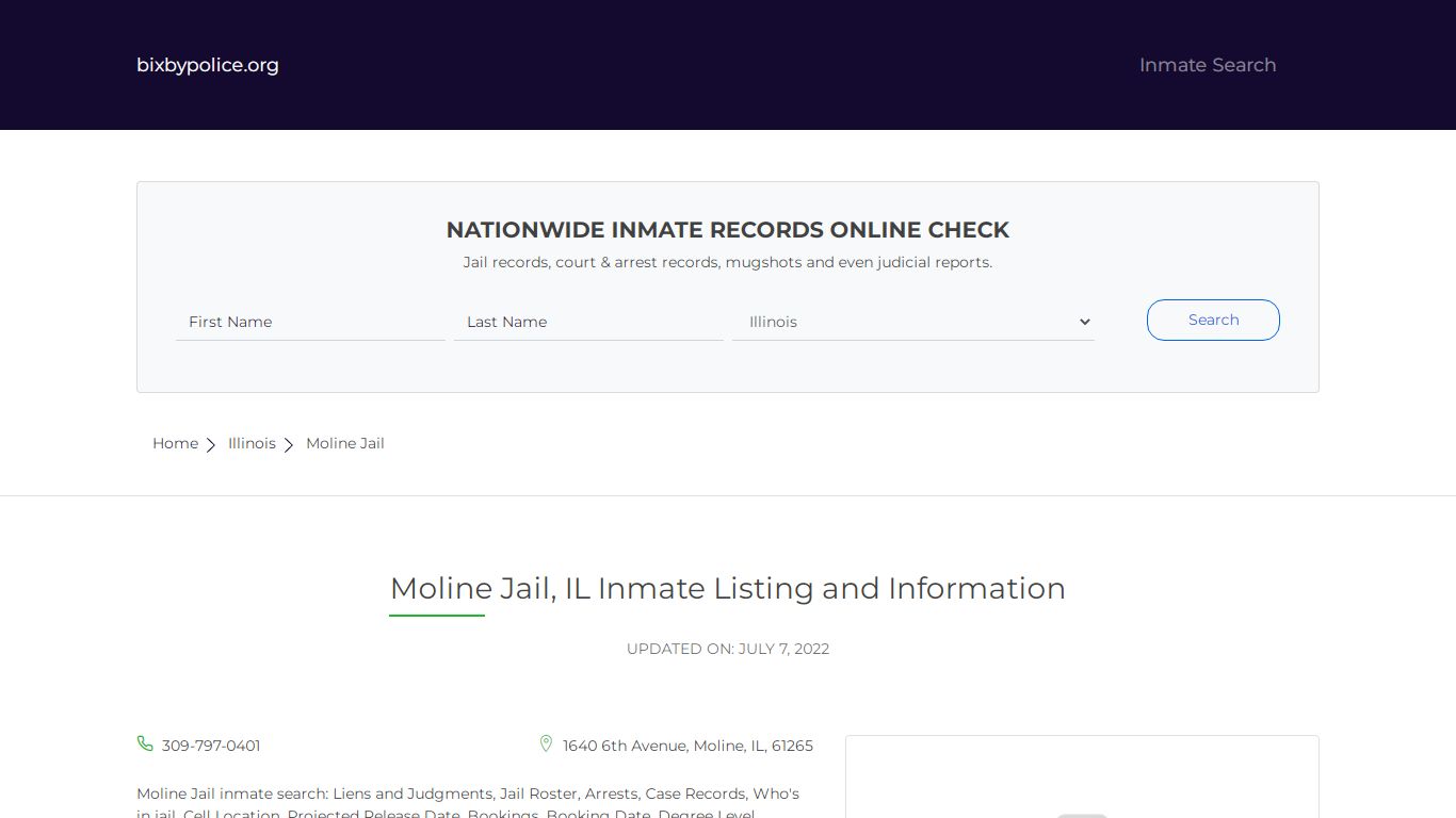 Moline Jail, IL Inmate Listing and Information